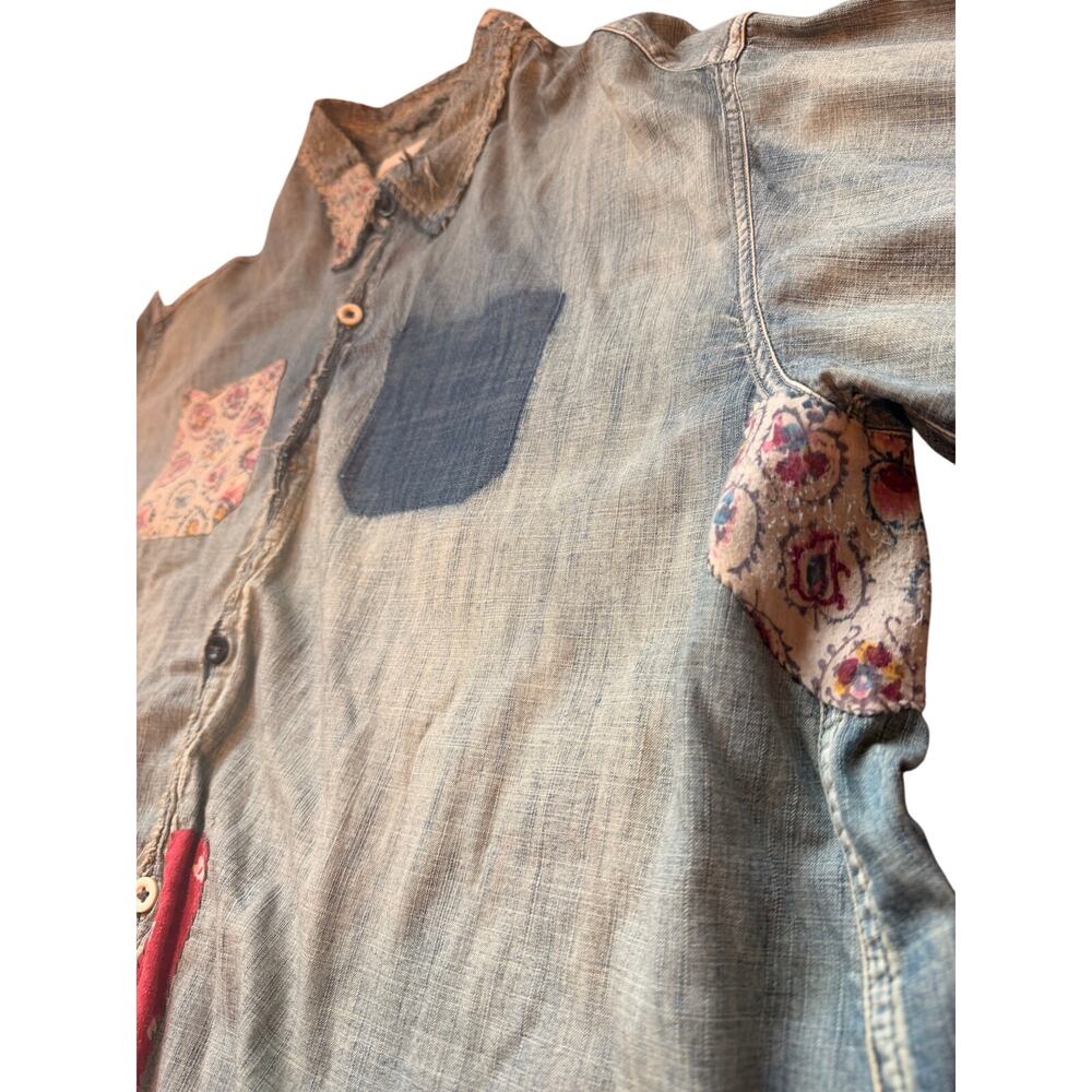 Magnolia Pearl #596 Embroidered Adison Workshirt Washed Indigo Rare One Size - Picture 9 of 13